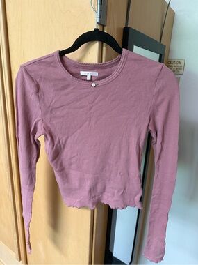 PacSun Mauve Ribbed Long Sleeve Crop Tee